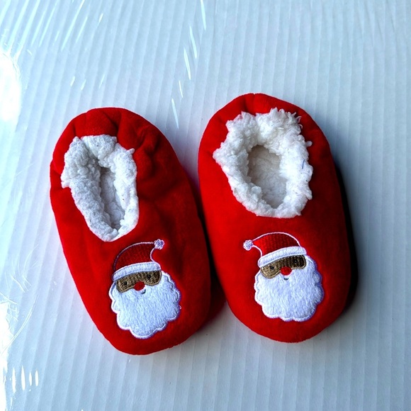 Baby Santa Sherpa lined bootie slippers 12 months - Picture 2 of 5